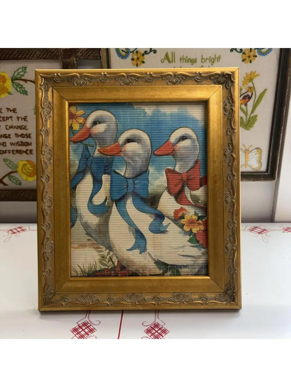 Geese goose up-cycled framed calendar from the late 80s vintage